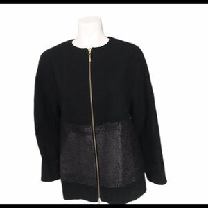 ICB Black Wool Metallic Jacket Zip Up Coat Size 2